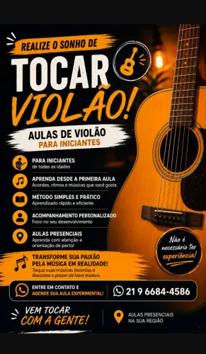Aula de violão R$65/ Mês