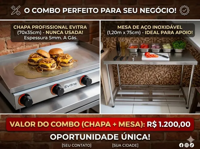 Chapa + Mesa Inox