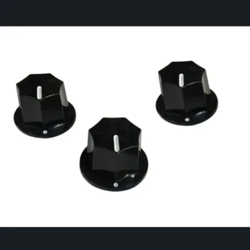 Kit c/ 3 Knob Plástico Preto p/ Baixo Guitarra etc