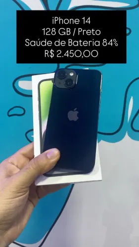 Seminovo: iPhone 14 128GB / Preto / Saude de Bateria 84% - Loja Fisica