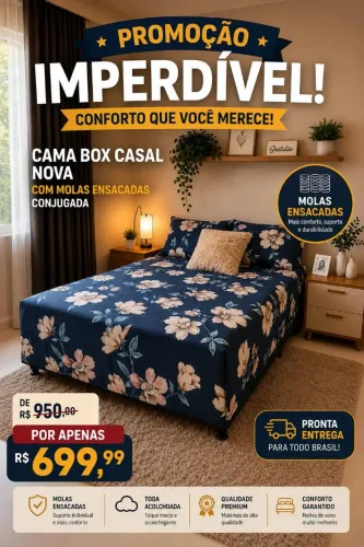 Promoção dos Pais de 950 por 699 cama box casal nova com molas ensacadas conjugada