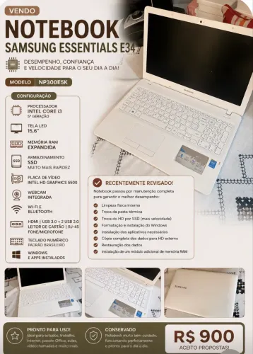 Notebook SAMSUNG branco