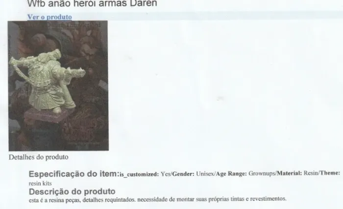 anao heroi armas daren miniatura resina montada