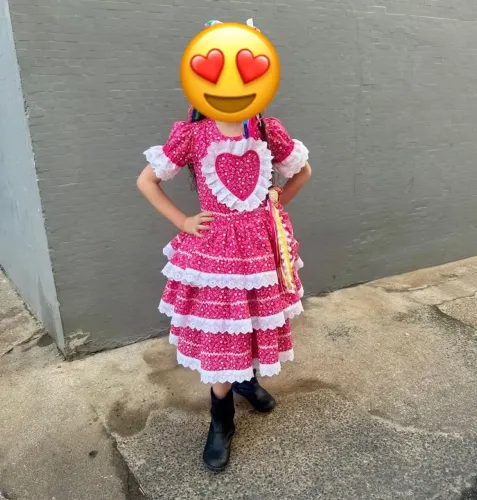 Vestido Artesanal Festa Junina Algodão Bordado