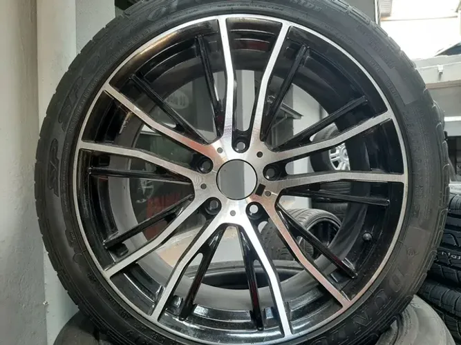 Roda aro 19 Bmw série 5 duas talas M5 preta com diamantado 5x120