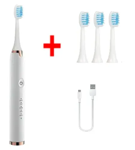 Escova de Dentes Elétrica Sônica para Adultos + 3 Cabeças Refis Bateria Recarregável z677