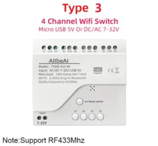 Módulo Relé 4ch Pro Wifi E Rf 433mhz Tuya Casa Inteligente  Arduino Automação COD-AM469 