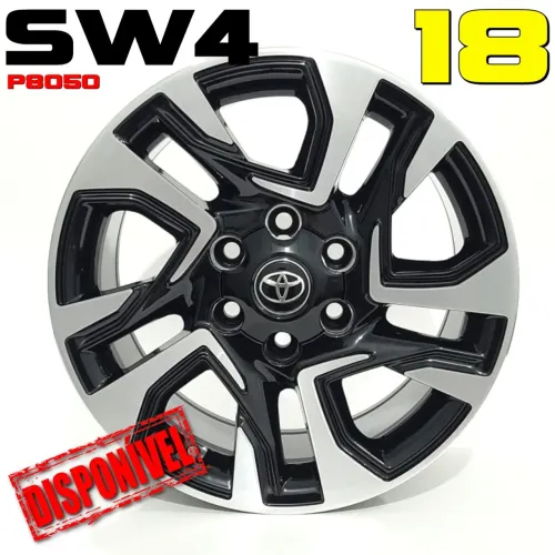 Rodas Aro 18 Toyota SW4 P8050 preta com diamantado 6x139 novas