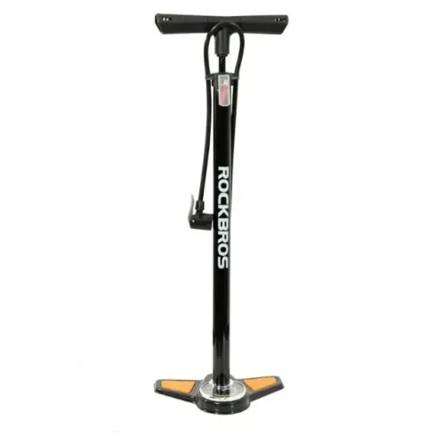 Bomba de Pé para Bike Rockbros RB-GP6532B Com Manômetro 160psi Valvula Presta 7401