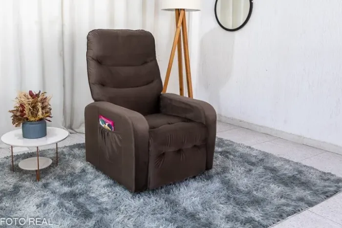 Poltrona Reclinável Punto Veludo Marrom Frete Grátis - Até 12x