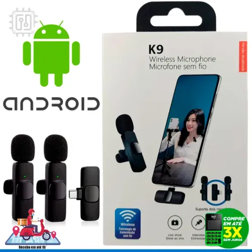 Microfone de Lapela USB-C Duplo Sem Fio Tipo C Wireless Android iPhone 15 16