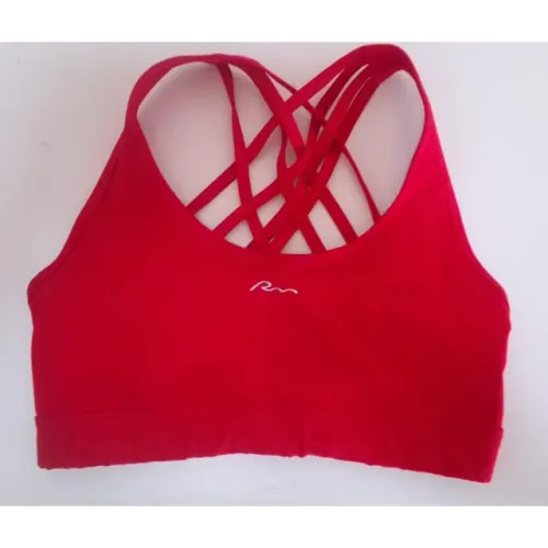 Top Fitness Feminino Vermelho Kaisan com Tiras Cruzadas nas Costas Ideal para Academia.