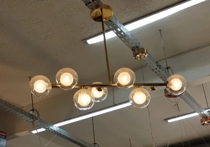 Lustre Moderno 6 Lâmpadas Esfera Dourado