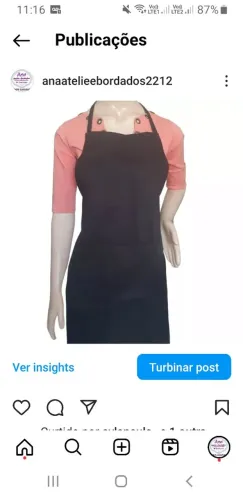 Avental de Cozinha Preto em tecido brim  - Novo