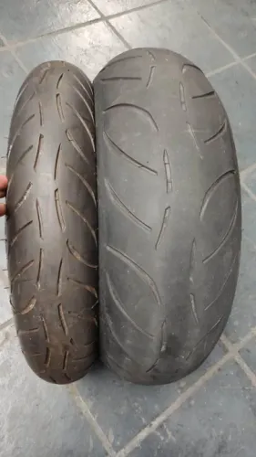 Par pneu usado Metzeler Sportec M7RR 190/55-17 e 120/70-17