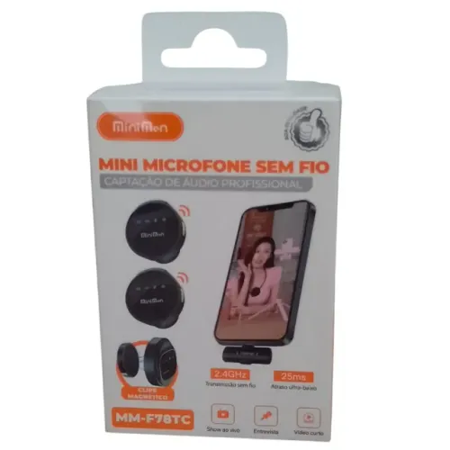 Microfone Lapela Redondo S Fio Duplo Com Imã Anti Ruído