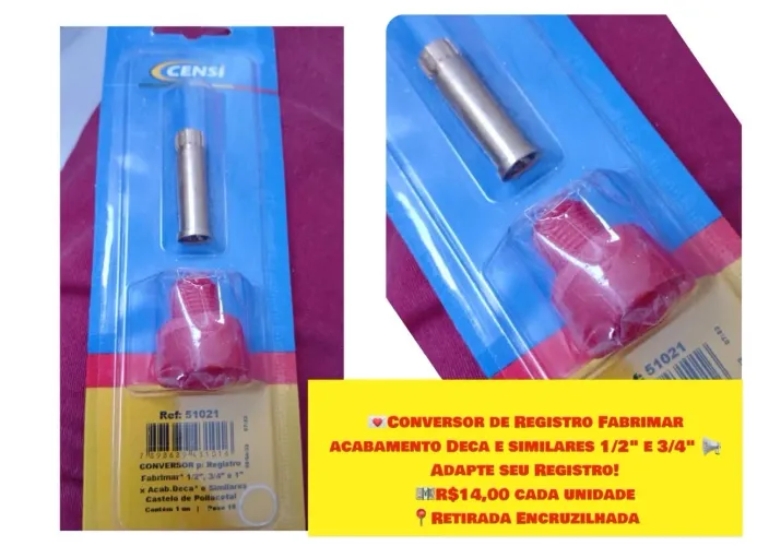 Conversor de Registro Fabrimar 1/2'' e 3/4'' - Acabamento Deca e Similares