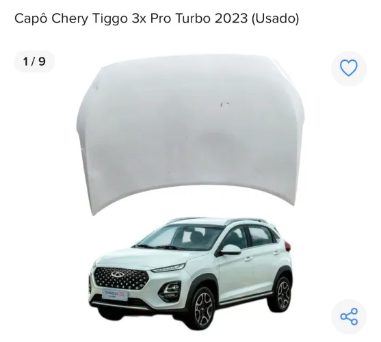 Capô Chery Tiggo 3x Pro Turbo 2023
