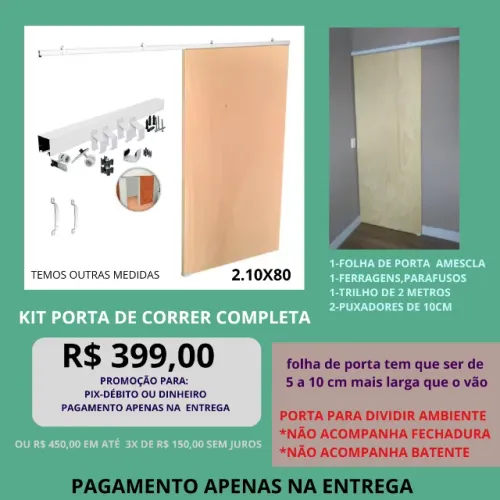 porta de correr para dividir ambiente 210x80 - pagamento an entrega-frete a/c