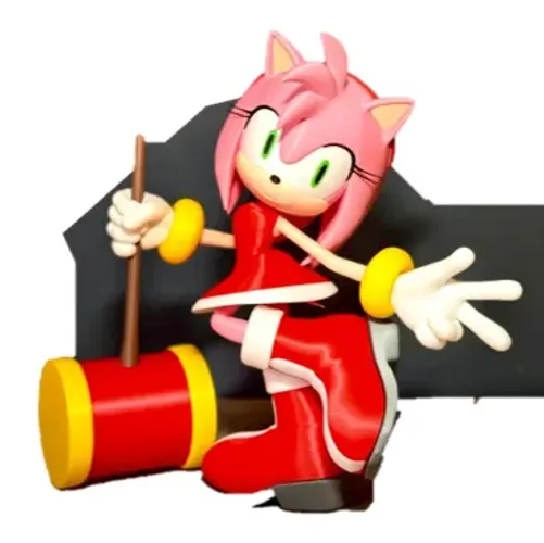 Boneca decorativa da personagem Amy Rose de Sonic - Aprox 32cm