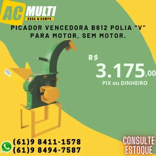 Picador Vencedora B612 polia "V" para motor, sem motor.