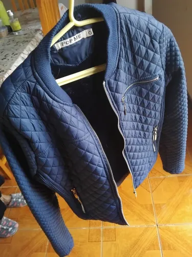 Jaqueta nylon com pelúcia Feminina Azul