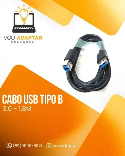 Cabo USB 3.0 Tipo B 1,8m - Dell Impressora câmera computador notebook