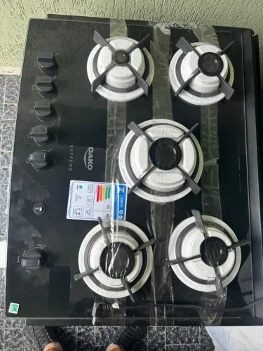 Fogão 5 Bocas de Embutir Dako Supreme Preto com Mesa de Vidro