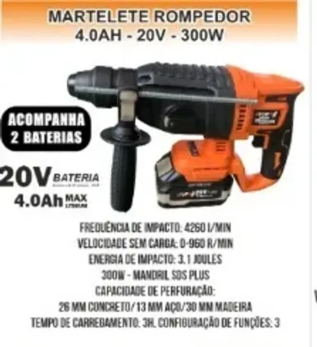 Martelete rompedor a bateria 20v