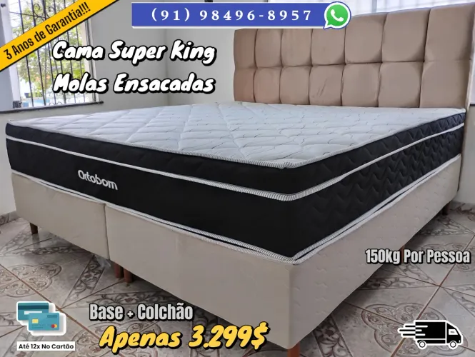Cama Super King Molas Ensacadas Ortobom 3 Anos de Garantia
