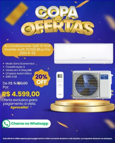 Ar Condicionado Split Hi Wall Inverter Aufit 29.000 Btus Frio 220v R-32