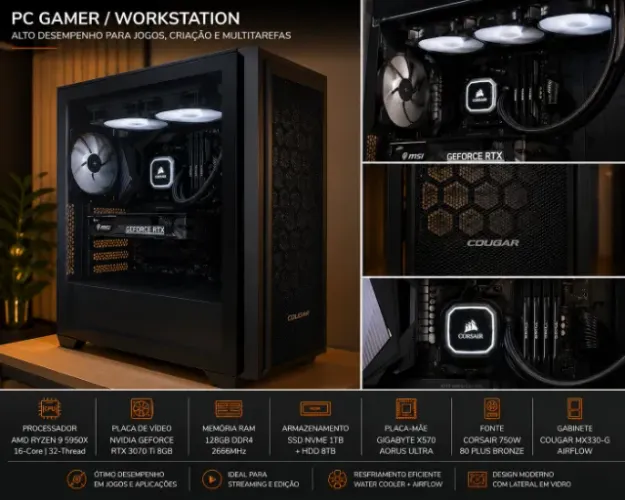 ? PC Gamer / Workstation Ryzen 9 5950X | RTX 3070 Ti | 128GB RAM | SSD NVMe + 8TB