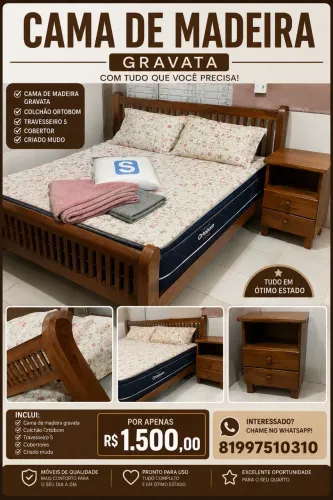 Cama casal madeira maciça