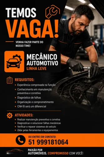 Vaga para mecânico automotivo linha leve