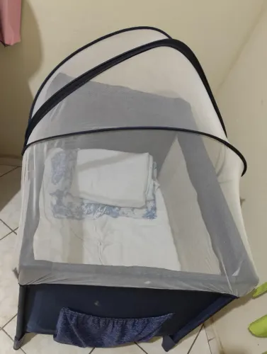 Berço Camping Azul completo + colchão 