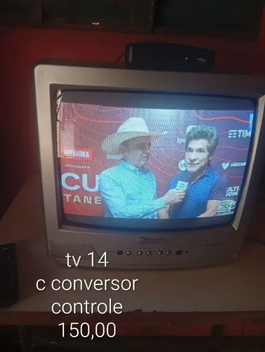 Tv com conversor , controle, pilhas novas cabo novo