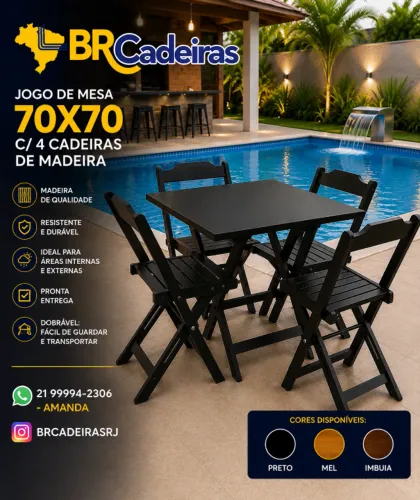 JOGO DE MESA C/ 4 CADEIRAS MADEIRA 