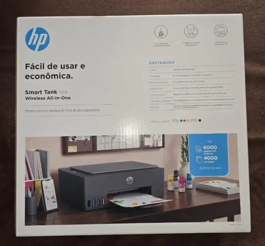 Impressora Multifuncional HP Smart Tank 589 Tanque de Tinta Colorida Wi-Fi 1 USB lacrada