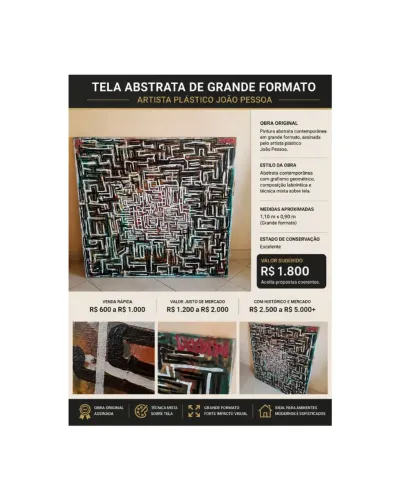 Tela Abstrata de Grande Formato - Artista Plástico João Pessoa