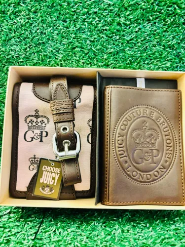 Luggage Tag e Porta Passaporte em couro legítimo Juicy Couture