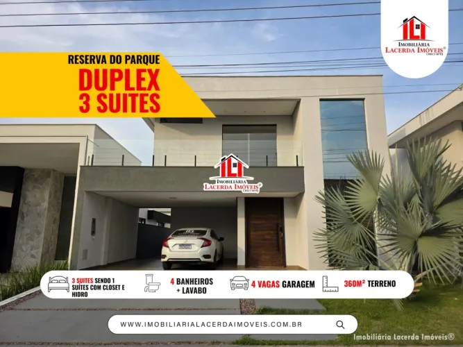 Reserva do Parque, Casa duplex com 3 suítes sendo 1 com closet e hidro, Ambientes integrad