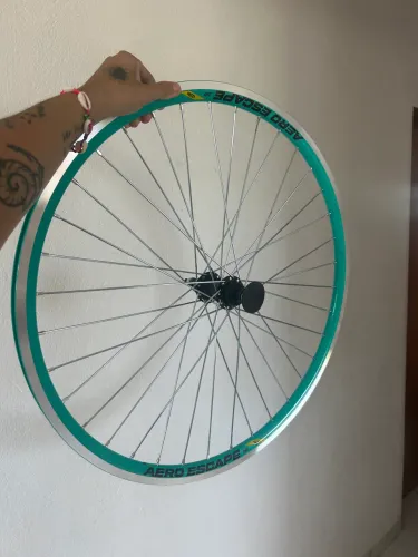 Par de Rodas Raio Grosso Aero Vzan aro 26 Verde Retrô 