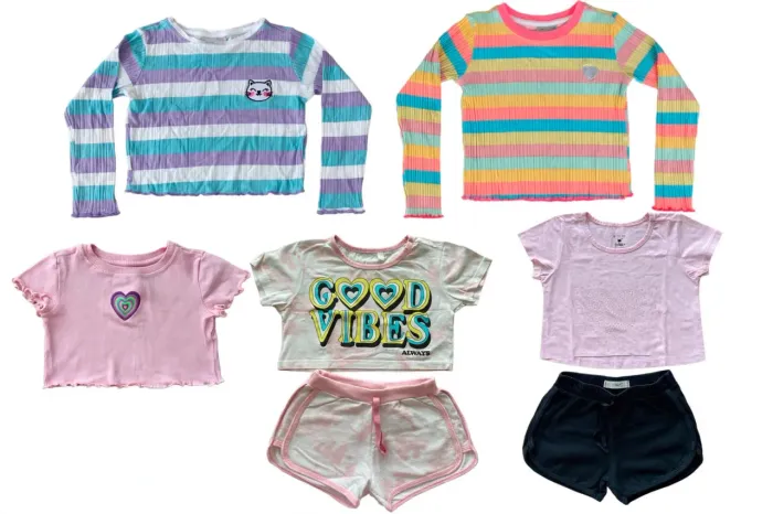 Kit 7 Peças Menina Tam 4 - Palomino - Conjuntinhos Verão + Blusinhas Listradas - Lote