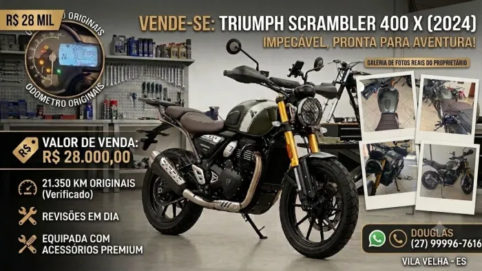 Triumph Scrambler 400 X (2024) - Impecável