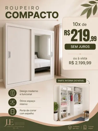 Guarda roupa em mdf com portas de correr