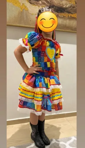 Conjunto Junino 8 anos menina lindo e colorido