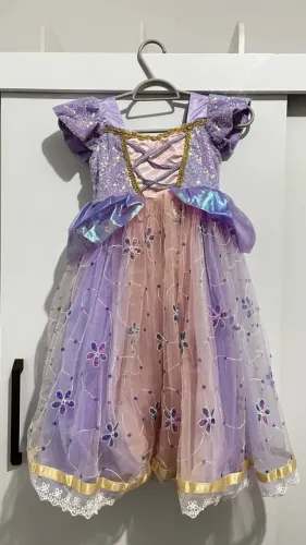 Vestido Rapunzel (Enrolados) - Tamanho 5 Anos