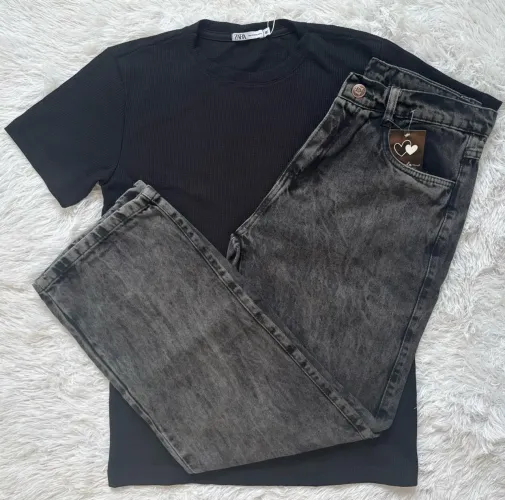 Kit Calça Balão e Camisa Textura 