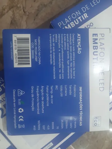 (8 plafons novos) LED EMBUTIR 25W
