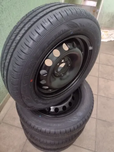 Jogo de Pneus ORIGINAIS DUNLOP 175/65 R14 Com Rodas FIAT 4X98 "TUDO NOVO SEM USO".<br>
